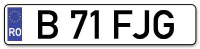 Placuta inmatriculare numar auto  B-71-FJG, B 71 FJG, B71FJG