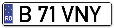 Placuta inmatriculare numar auto  B-71-VNY, B 71 VNY, B71VNY