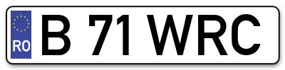 Placuta inmatriculare numar auto  B-71-WRC, B 71 WRC, B71WRC