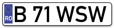Placuta inmatriculare numar auto  B-71-WSW, B 71 WSW, B71WSW