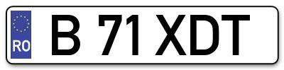 Placuta inmatriculare numar auto  B-71-XDT, B 71 XDT, B71XDT