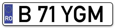 Placuta inmatriculare numar auto  B-71-YGM, B 71 YGM, B71YGM