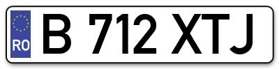 Placuta inmatriculare numar auto  B-712-XTJ, B 712 XTJ, B712XTJ