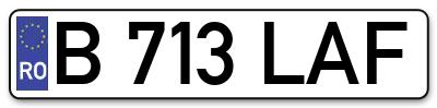 Placuta inmatriculare numar auto  B-713-LAF, B 713 LAF, B713LAF