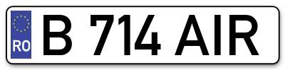 Placuta inmatriculare numar auto  B-714-AIR, B 714 AIR, B714AIR