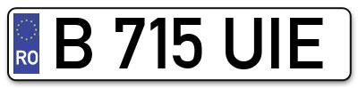 Placuta inmatriculare numar auto  B-715-UIE, B 715 UIE, B715UIE
