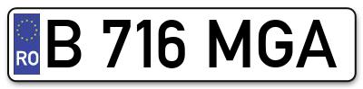Placuta inmatriculare numar auto  B-716-MGA, B 716 MGA, B716MGA