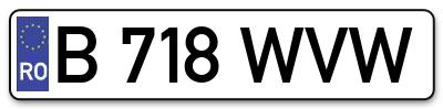 Placuta inmatriculare numar auto  B-718-WVW, B 718 WVW, B718WVW
