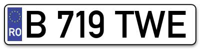 Placuta inmatriculare numar auto  B-719-TWE, B 719 TWE, B719TWE