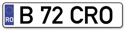 Placuta inmatriculare numar auto  B-72-CRO, B 72 CRO, B72CRO