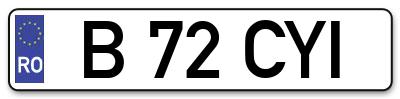 Placuta inmatriculare numar auto  B-72-CYI, B 72 CYI, B72CYI