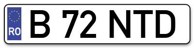 Placuta inmatriculare numar auto  B-72-NTD, B 72 NTD, B72NTD