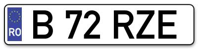 Placuta inmatriculare numar auto  B-72-RZE, B 72 RZE, B72RZE