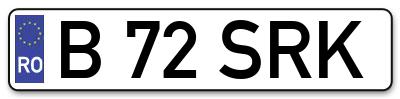 Placuta inmatriculare numar auto  B-72-SRK, B 72 SRK, B72SRK