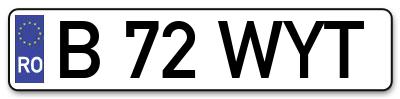 Placuta inmatriculare numar auto  B-72-WYT, B 72 WYT, B72WYT