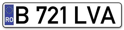 Placuta inmatriculare numar auto  B-721-LVA, B 721 LVA, B721LVA