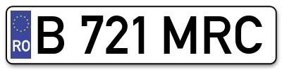 Placuta inmatriculare numar auto  B-721-MRC, B 721 MRC, B721MRC