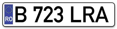 Placuta inmatriculare numar auto  B-723-LRA, B 723 LRA, B723LRA