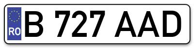 Placuta inmatriculare numar auto  B-727-AAD, B 727 AAD, B727AAD