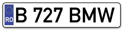 Placuta inmatriculare numar auto  B-727-BMW, B 727 BMW, B727BMW