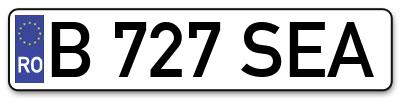 Placuta inmatriculare numar auto  B-727-SEA, B 727 SEA, B727SEA