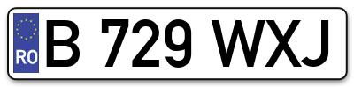Placuta inmatriculare numar auto  B-729-WXJ, B 729 WXJ, B729WXJ