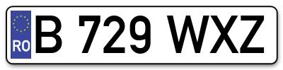 Placuta inmatriculare numar auto  B-729-WXZ, B 729 WXZ, B729WXZ