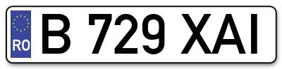 Placuta inmatriculare numar auto  B-729-XAI, B 729 XAI, B729XAI