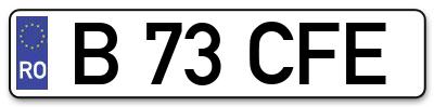 Placuta inmatriculare numar auto  B-73-CFE, B 73 CFE, B73CFE
