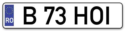 Placuta inmatriculare numar auto  B-73-HOI, B 73 HOI, B73HOI