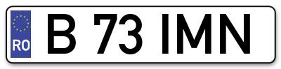 Placuta inmatriculare numar auto  B-73-IMN, B 73 IMN, B73IMN