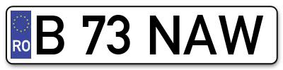 Placuta inmatriculare numar auto  B-73-NAW, B 73 NAW, B73NAW