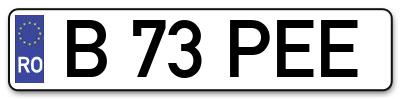 Placuta inmatriculare numar auto  B-73-PEE, B 73 PEE, B73PEE