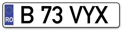 Placuta inmatriculare numar auto  B-73-VYX, B 73 VYX, B73VYX
