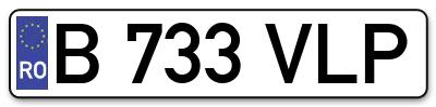Placuta inmatriculare numar auto  B-733-VLP, B 733 VLP, B733VLP