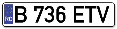 Placuta inmatriculare numar auto  B-736-ETV, B 736 ETV, B736ETV