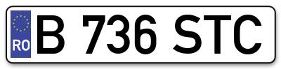 Placuta inmatriculare numar auto  B-736-STC, B 736 STC, B736STC