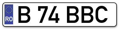 Placuta inmatriculare numar auto  B-74-BBC, B 74 BBC, B74BBC