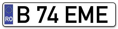 Placuta inmatriculare numar auto  B-74-EME, B 74 EME, B74EME