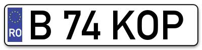 Placuta inmatriculare numar auto  B-74-KOP, B 74 KOP, B74KOP