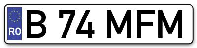 Placuta inmatriculare numar auto  B-74-MFM, B 74 MFM, B74MFM