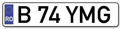 Placuta inmatriculare numar auto  B-74-YMG, B 74 YMG, B74YMG