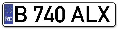 Placuta inmatriculare numar auto  B-740-ALX, B 740 ALX, B740ALX