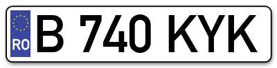 Placuta inmatriculare numar auto  B-740-KYK, B 740 KYK, B740KYK
