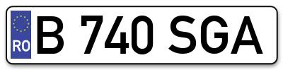 Placuta inmatriculare numar auto  B-740-SGA, B 740 SGA, B740SGA