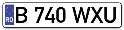 Placuta inmatriculare numar auto  B-740-WXU, B 740 WXU, B740WXU