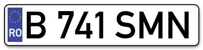 Placuta inmatriculare numar auto  B-741-SMN, B 741 SMN, B741SMN