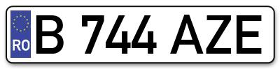 Placuta inmatriculare numar auto  B-744-AZE, B 744 AZE, B744AZE