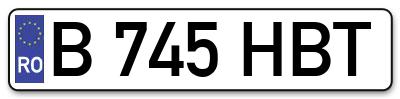 Placuta inmatriculare numar auto  B-745-HBT, B 745 HBT, B745HBT