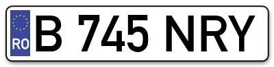 Placuta inmatriculare numar auto  B-745-NRY, B 745 NRY, B745NRY